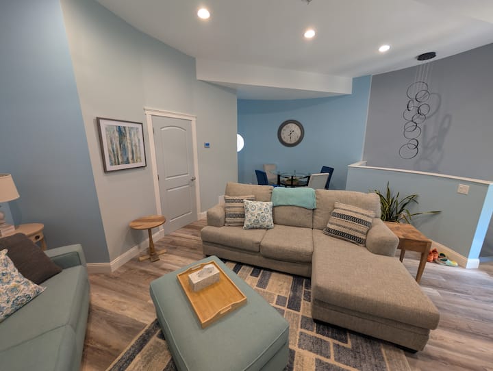 2nd floor living room with high top game table