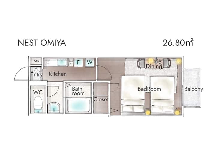 【最大4名】near Tokyo｜新宿32分・渋谷36分・川越23分・上野25分｜大宮駅徒歩14分 - Fujimi