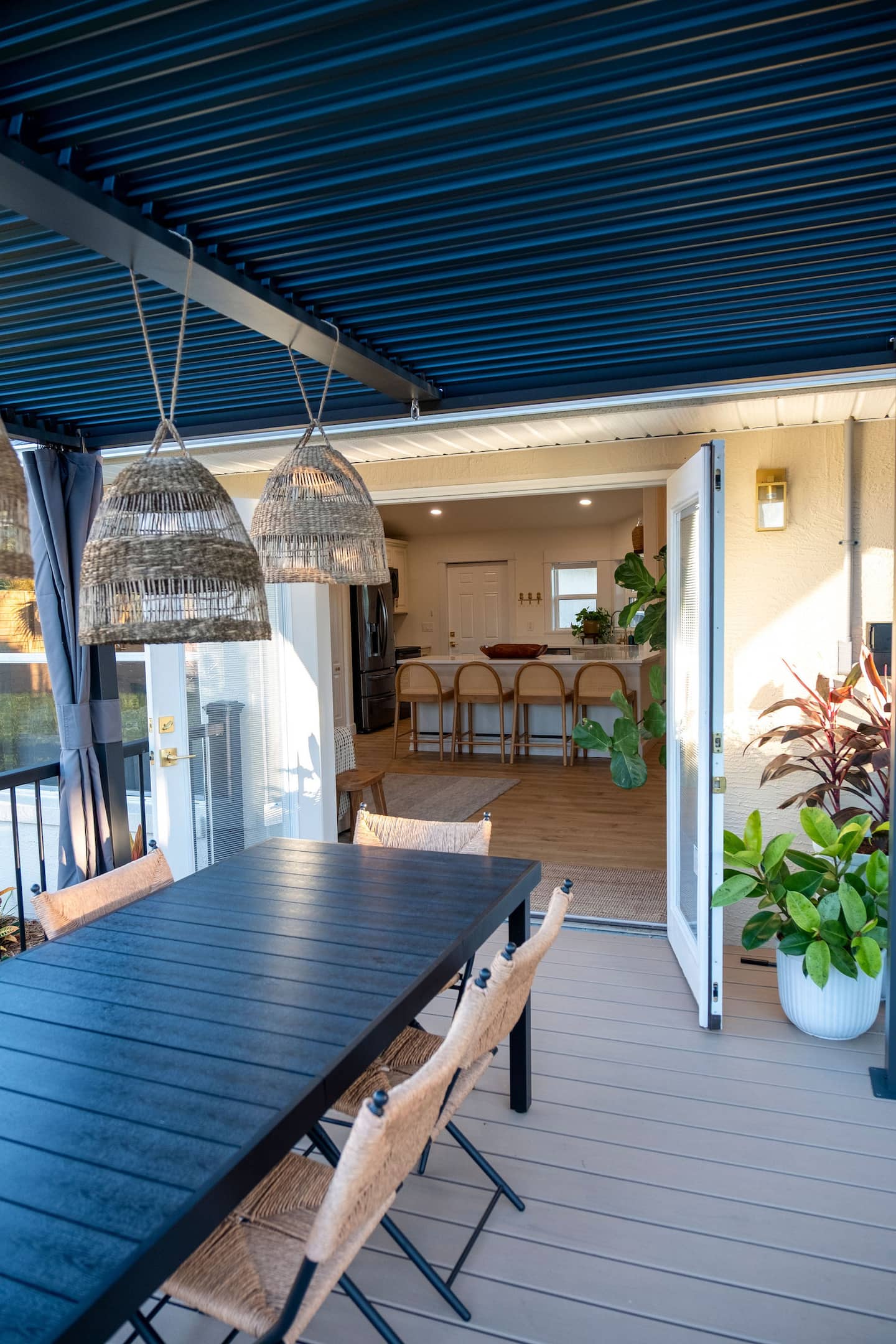 Fenced backyard with hot tub, covered deck and fire pit, Luxury Beach Haven, Palm Coast, Florida