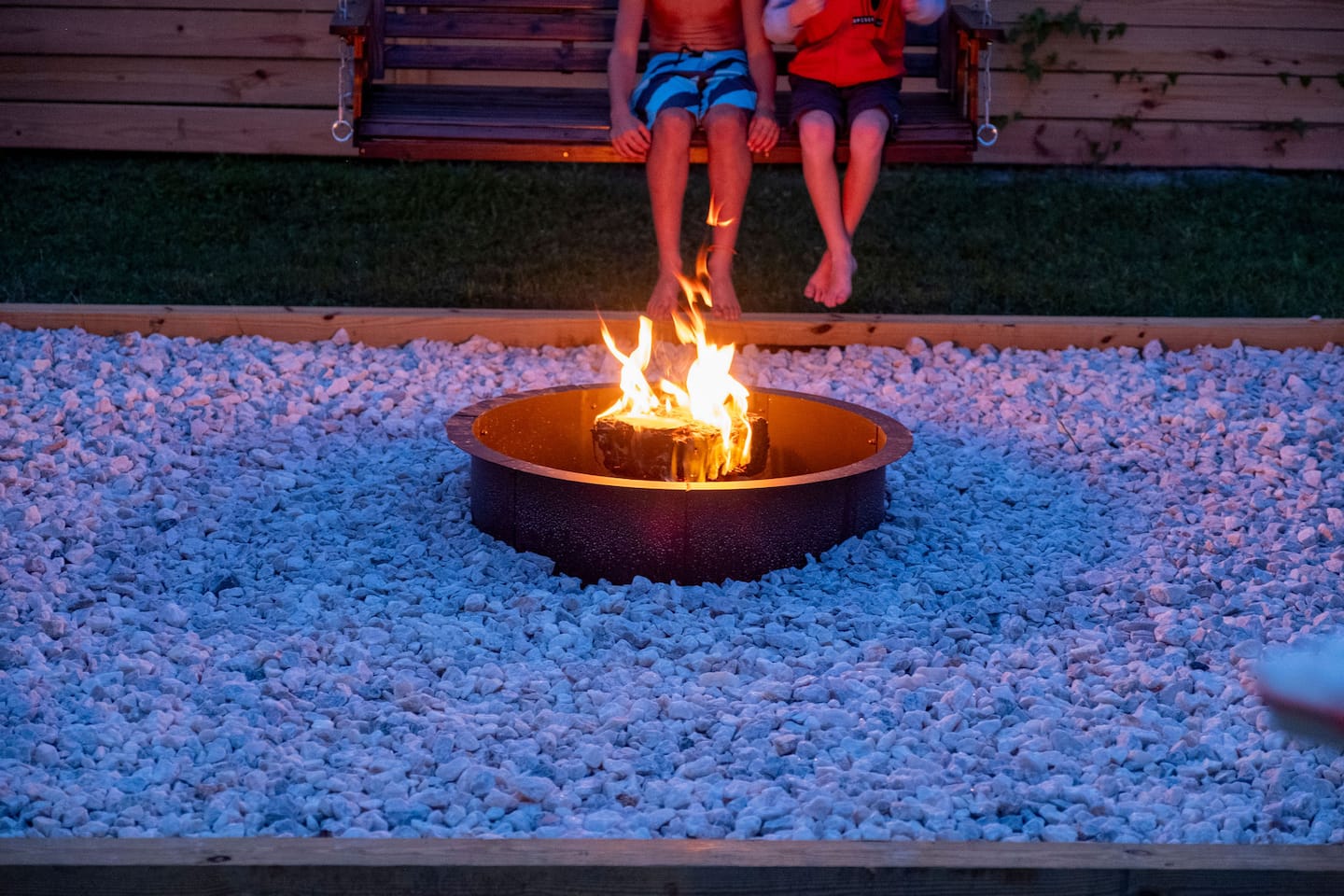 Fenced backyard with hot tub, covered deck and fire pit, Luxury Beach Haven, Palm Coast, Florida