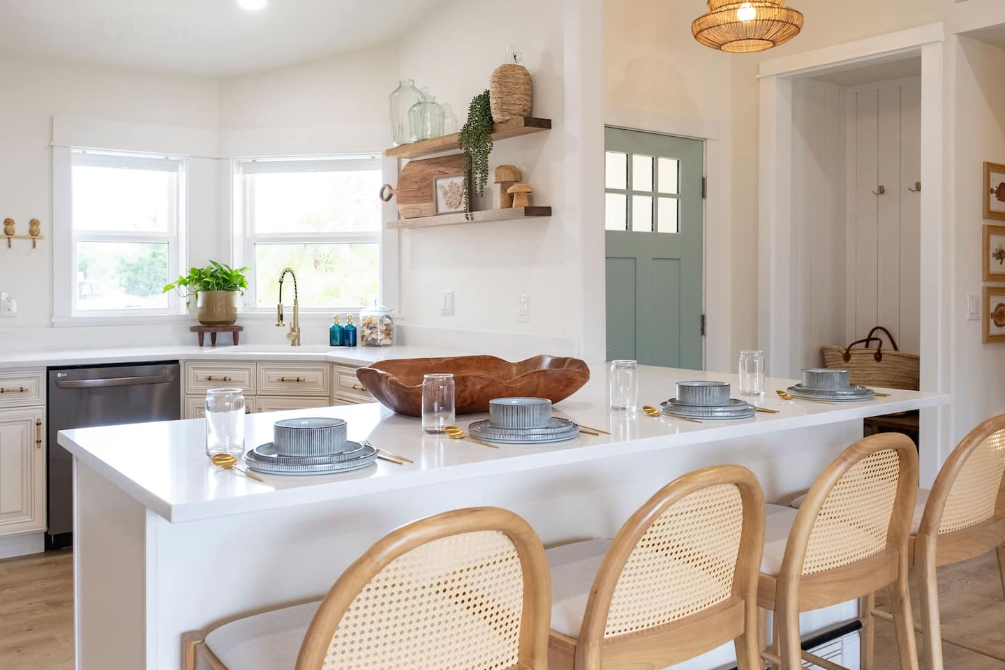 Dining area with island seating, Luxury Beach Haven, Palm Coast, Florida