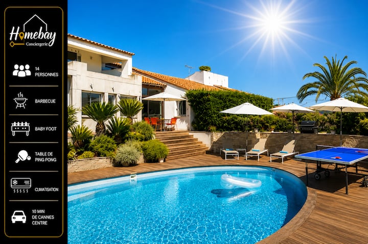 Villa Rose Piscine Vue Mer Super Cannes Baby Foot - Antibes