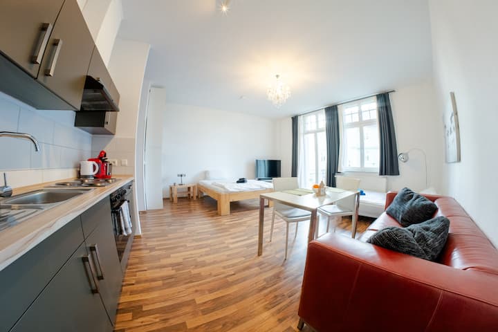 Modernes Loft Mit Balkon Und Schlafsofa - マクデブルク