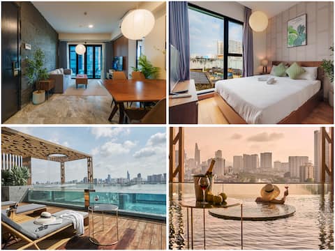 Luxury (2brs+3beds+2wc) rooftop pool/gym/center/D1