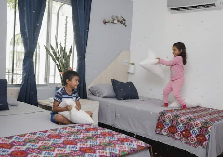 欢笑、游戏和难忘的时刻。
在Genuina Inn，每个角落都让您享受宾至如归的体验。