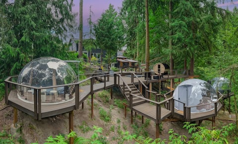 12-Guest·Luxe Glamping Stay w/Hot Tub, Sauna & BBQ