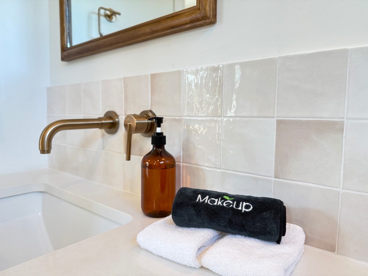 Luxury Guest Suite · Walk-in Shower · Cozy Patio