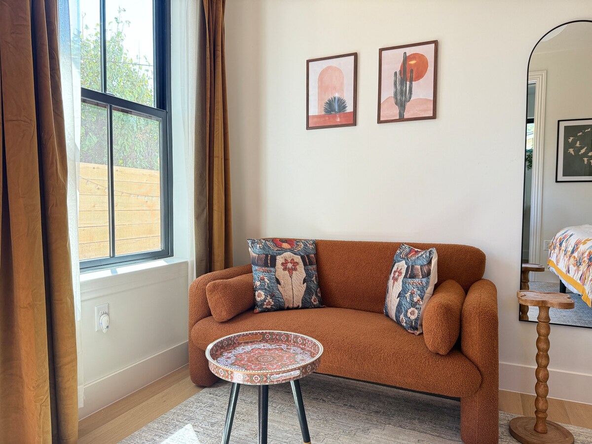 Luxury Guest Suite · Walk-in Shower · Cozy Patio