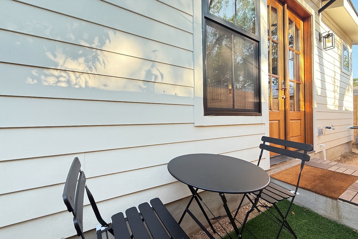 Luxury Guest Suite · Walk-in Shower · Cozy Patio