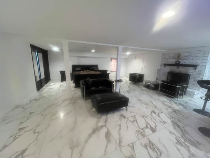HUGE-INTOWN STUDIO SUITEw/fireplace&DbleRainShower