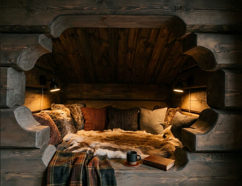 A hand-built log cabin at the top of Blefjell, Flesberg, Buskerud, Norway, photo 9 of 10