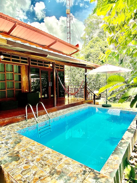 Family cabin with 2 bedrooms and a pool