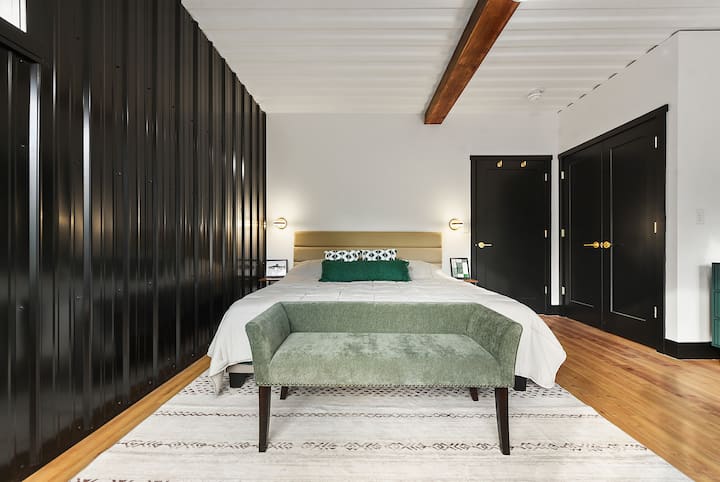 Primary bedroom with King size bed.