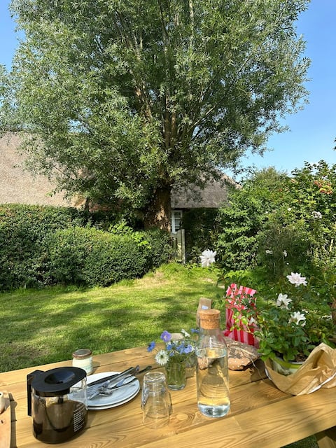 Cozy thatched cottage on the dike