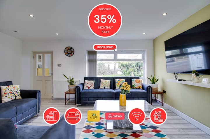 Get 35% Off  Monthly| 3bdr House| Contractor Stay - Leeds