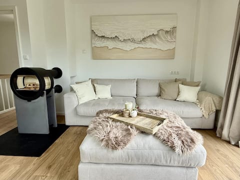 Popular Airbnb listing: Pier 2: 200m to the sea, Terrace, Sauna, Fireplace (ground floor) in Scharbeutz