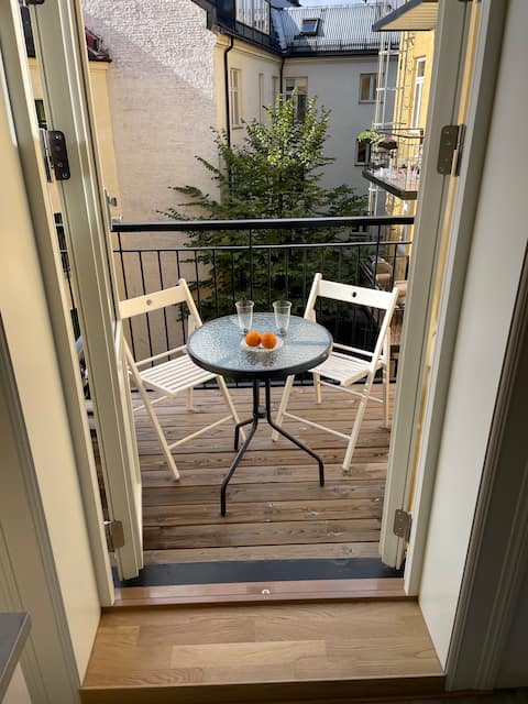 Downtown apartment in a car-free street.
