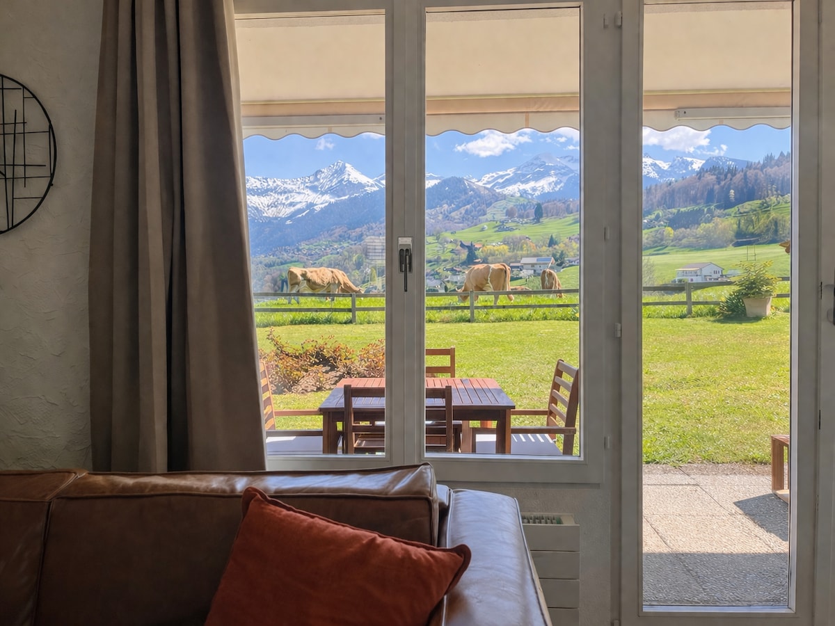 Successful Airbnb property: Hillcrest • Parking - BBQ - View of Lake and Alps in Bern/Berne
