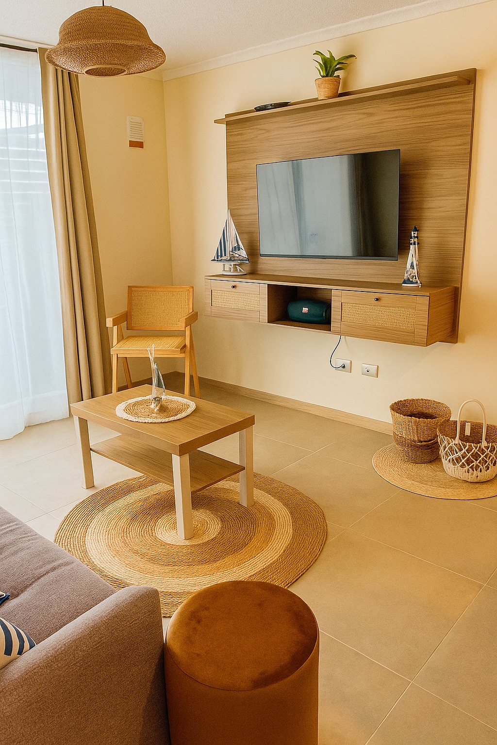 U dnevnom boravku nalaze se košare za odlaganje cipela i društvenih igara, kao i topli nordijski ukrasi koji pozivaju na odmor.
