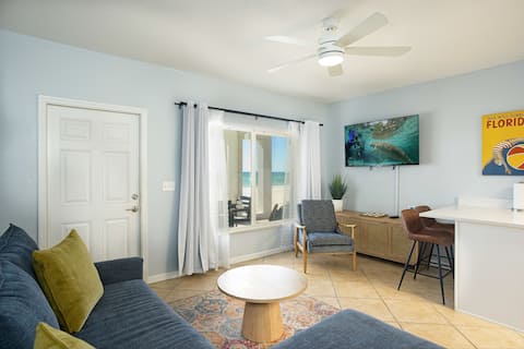 Popular Airbnb listing: Gulf front screened lanai, best sunset views AMI in Bradenton Beach