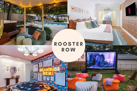 Rooster Row | Pool, Jacuzzi, Fire Pit + Poker room