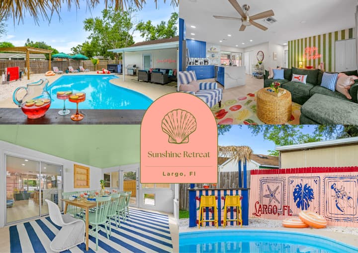 Resort Style Backyard Tiki Bar Pool Hot Tub - St. Petersburg, FL