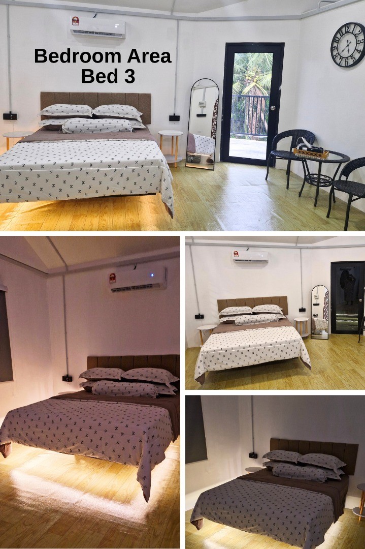 Тази спалня е оборудвана с 1 голямо двойно легло, 1 матрак и 2 допълнителни възглавници. Тази спална зона остава уединена със завеси, покриващи зоната за спане. Този район е оборудван с климатик и вентилатор. Свързани с банята и балкона. 