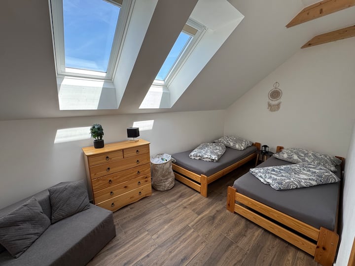 Las camas individuales también se componen como una cama doble. 