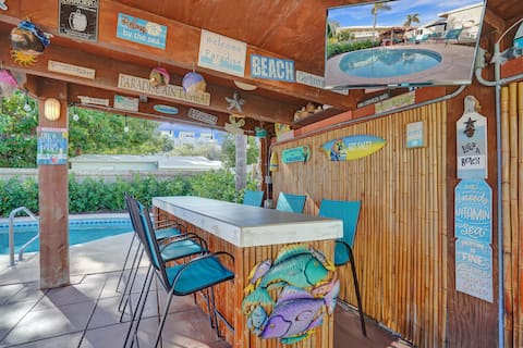 Top Airbnb: Beach Family Tiki Villa Walk to Beach Heated Pool in Pompano Beach