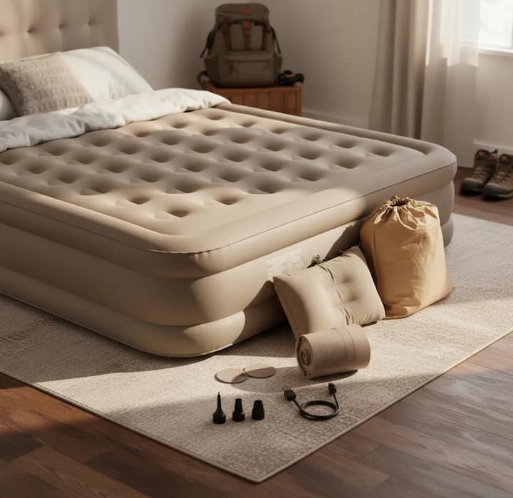 Colocaremos un colchón premium tamaño queen con toda la ropa de cama necesaria  si lo requieren  en la sala (imagen ilustrativa)