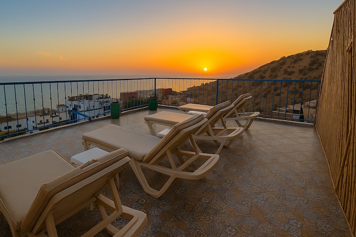 Jada Surf House • Twin Room Vue Océan Sur Rooftop - Taghazout