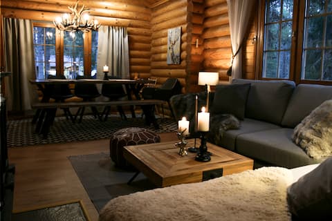 Atmospheric log cabin close to services, 6 people