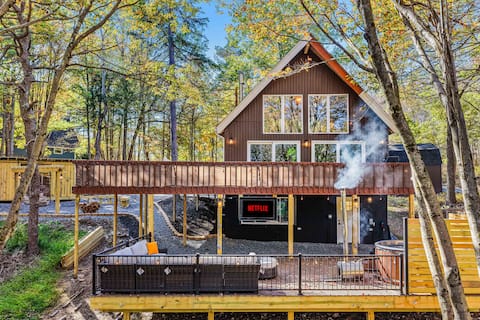 Modern A-Frame Retreat w/ Hot Tub, Sauna&Game Room