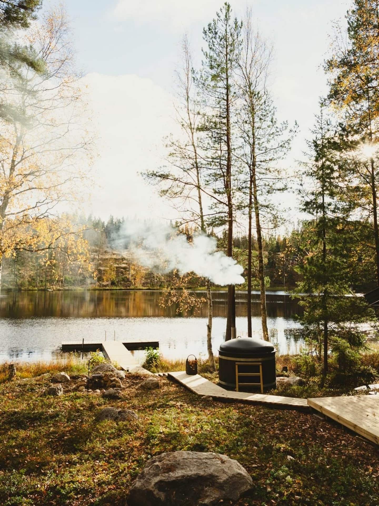 Triangeli -Moderni A-frame-mökki Järven Rannalla 4