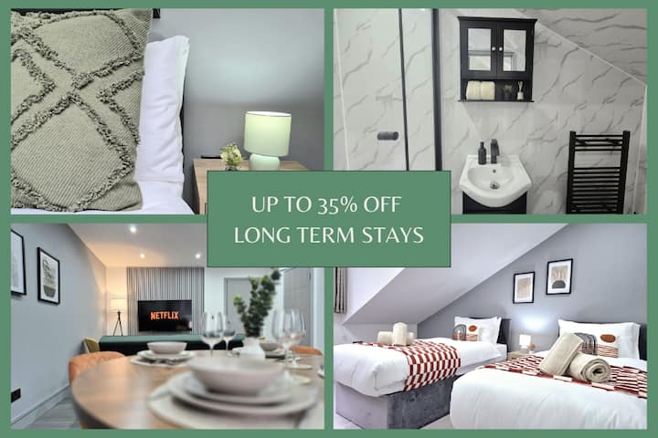 Comfortable 4br + Parking For Work Teams  35% Off - Wolverhampton