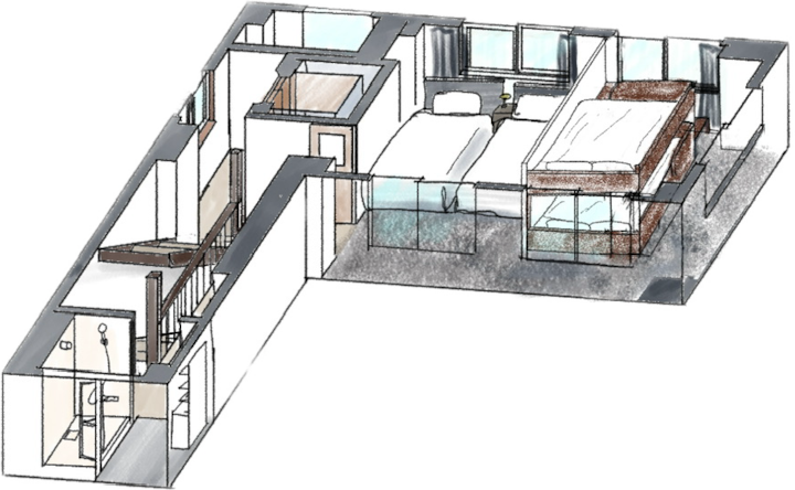 Mpangilio utabadilika kuanzia tarehe 5 Machi.
Kitanda cha ghorofa (kitanda cha watu wawili) * Ngazi
Chumba cha kulala cha 3 kinahitaji kupitia chumba cha kulala cha 2.