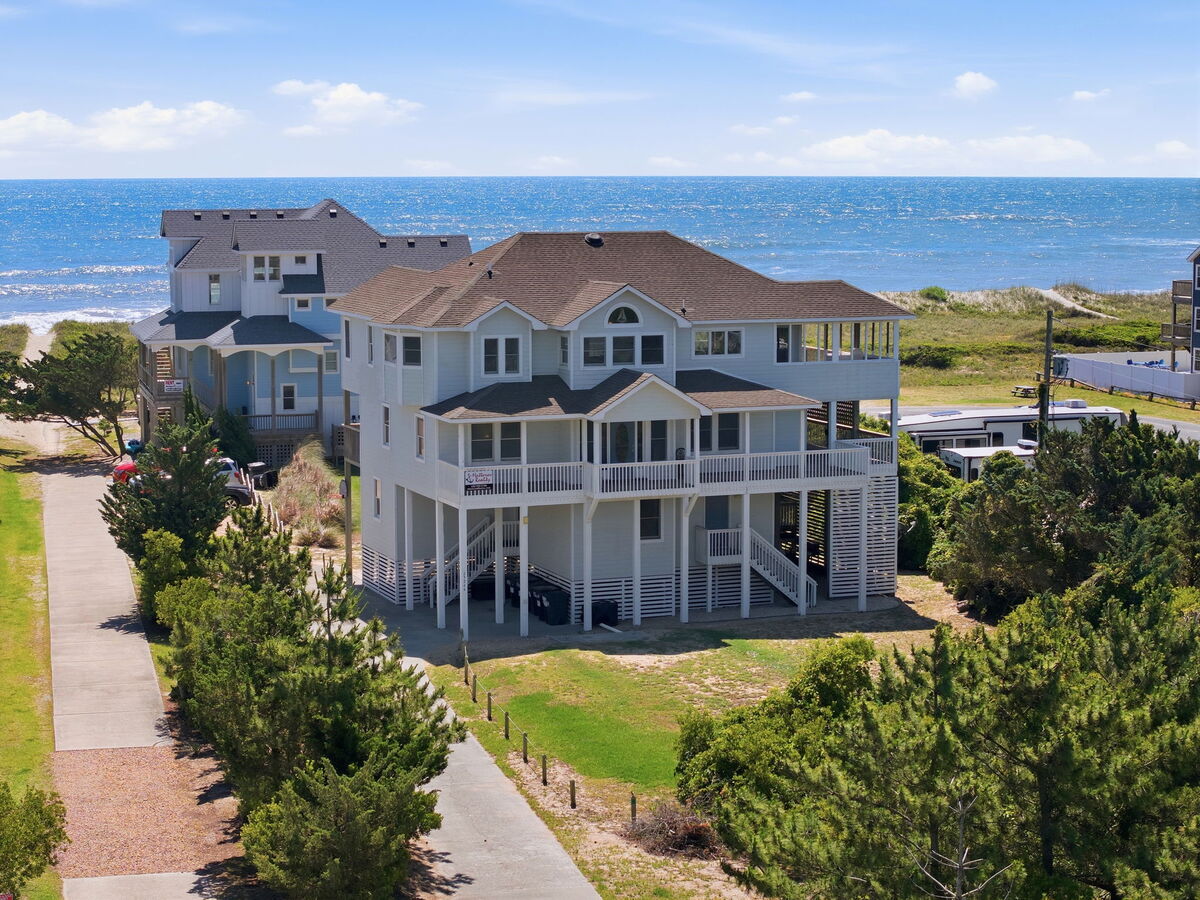 Ocean-view home with pool, hot tub, grill, decks