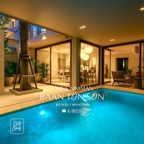5 mins Nimman • 5 King Beds • Jacuzzi Pool • Ban Ton Son