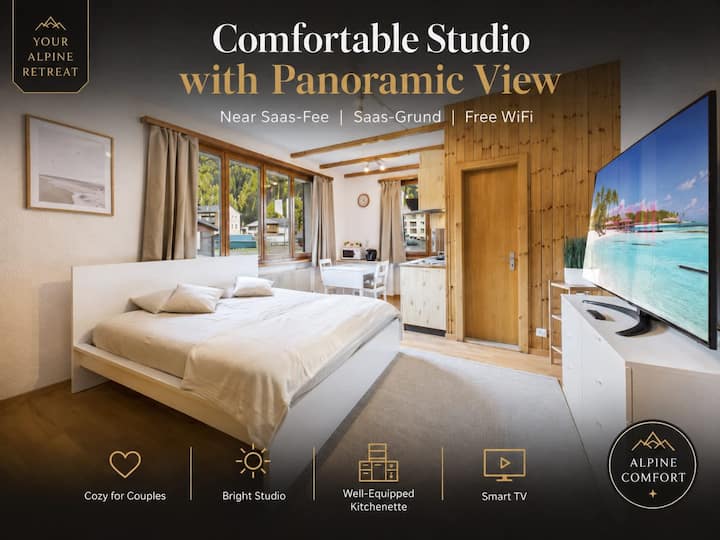 Studio Confortable Avec Balcon Et Vue Panoramique - Saas-Grund