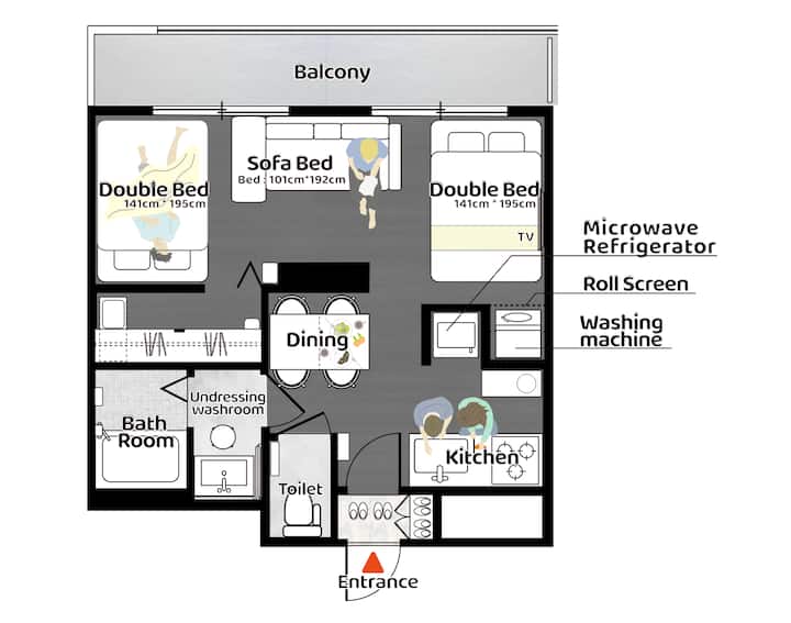 Asakusa/skytree/shinjuku|ev|max 5|31㎡ | 2 Bd+sofa - 銀座