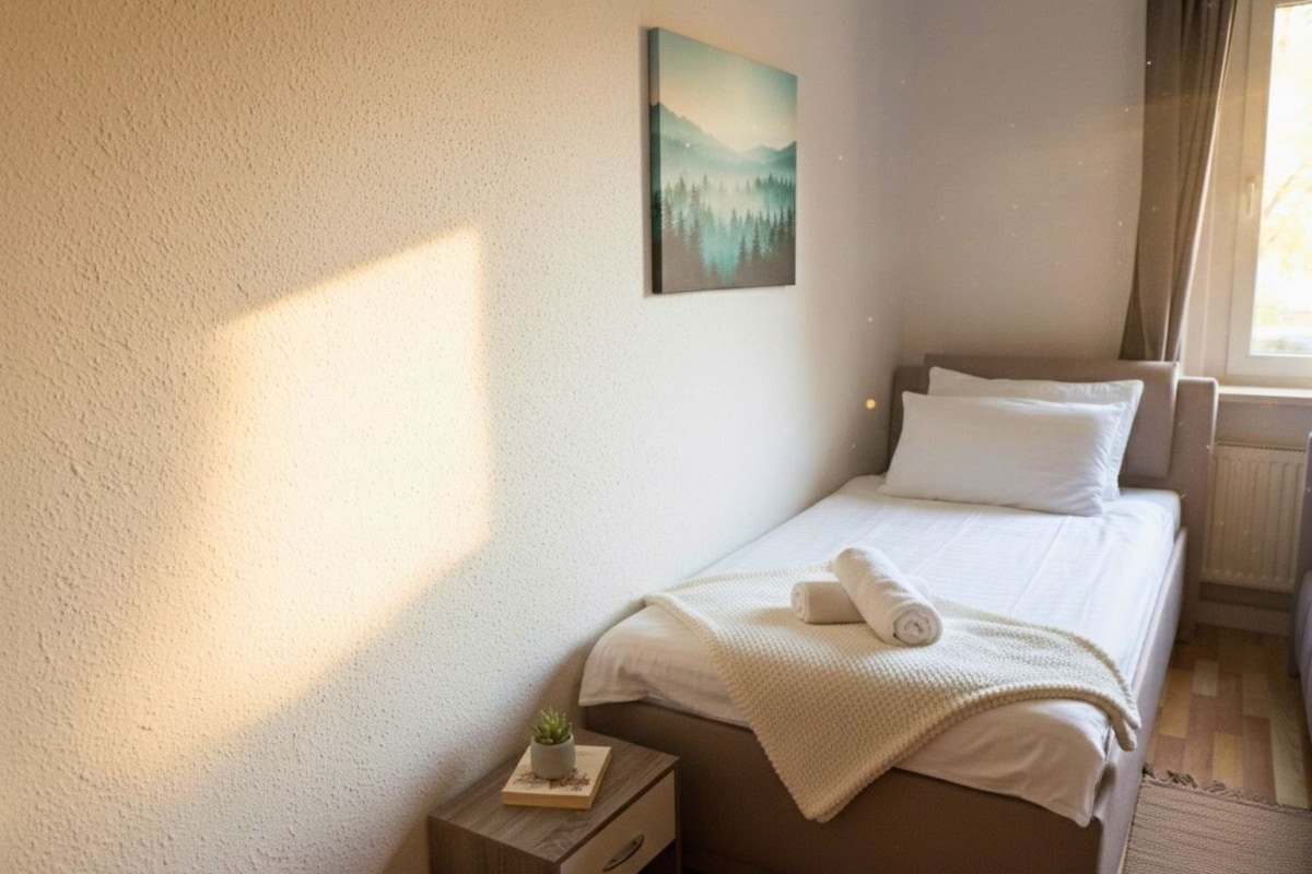 El segundo dormitorio puede alojar a dos personas en cómodas camas de resortes.