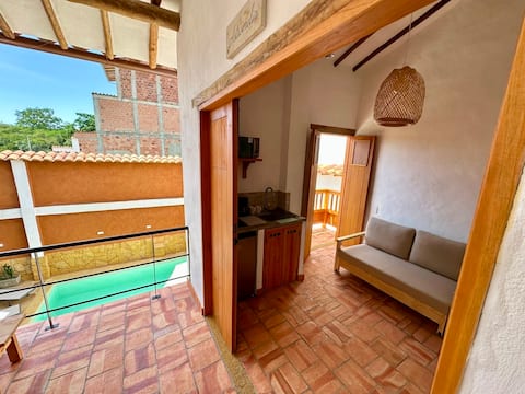 Popular Airbnb listing: Central/colonial apartment/pool/jacuzzi/parking. in Barichara