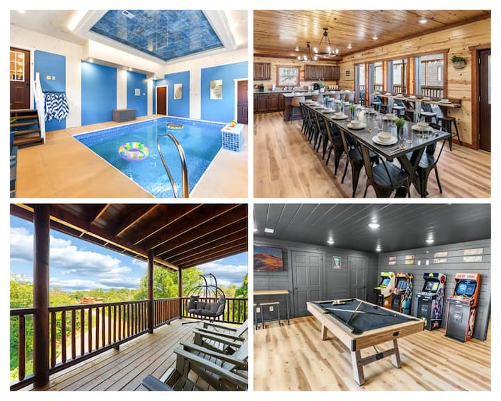 6br Smoky Mtn Lodge W/ Indoor Pool + Movie Room - Sevierville, TN