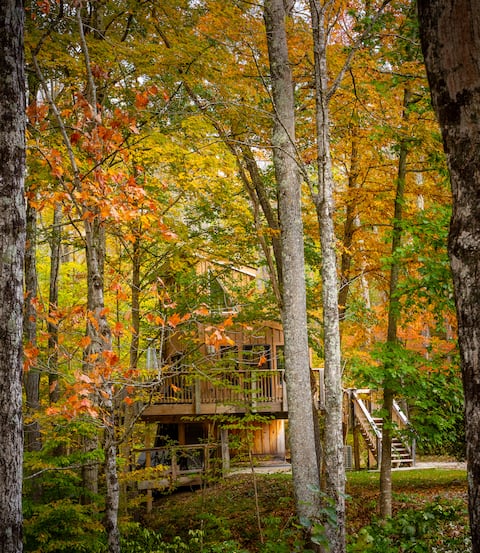Romantic Treehouse- Hot tub, FPLC, 20 Min to KLT