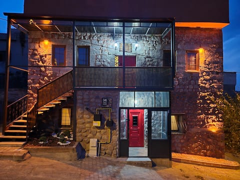 The closest house to Erciyes, Turkish Bath, Fireplace, Stone and wood house