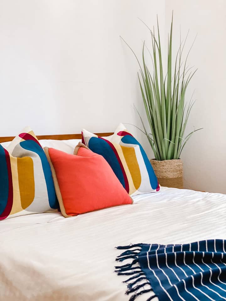 Bedroom 9 has a double bed and is located in the attached apartment which has its own kitchen, small lounge and a shared bathroom with bedroom 8.  Ideal for teenagers or elderly relatives.