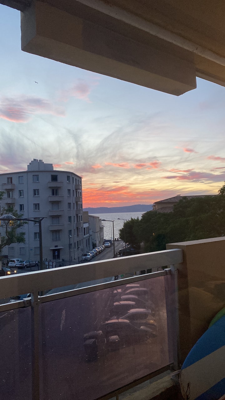 Studio Vue Mer 2min Plage Catalans Grand Balcon - Marseille