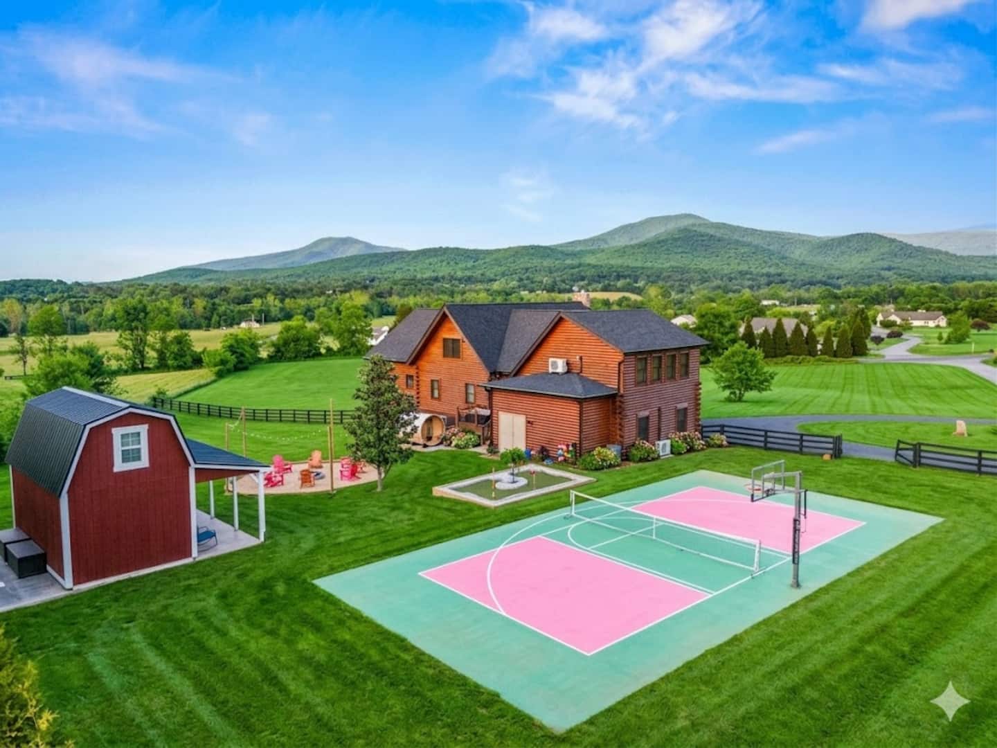 The newly built private pickleball court — one of the endless ways to have fun at Skyline Vista Retreat.