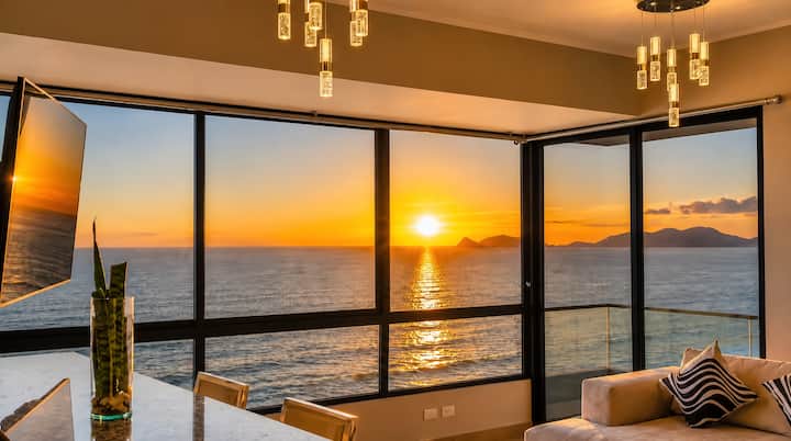Oceanfront 3BR | Sunset Balcony, Pool, Sauna & Gym