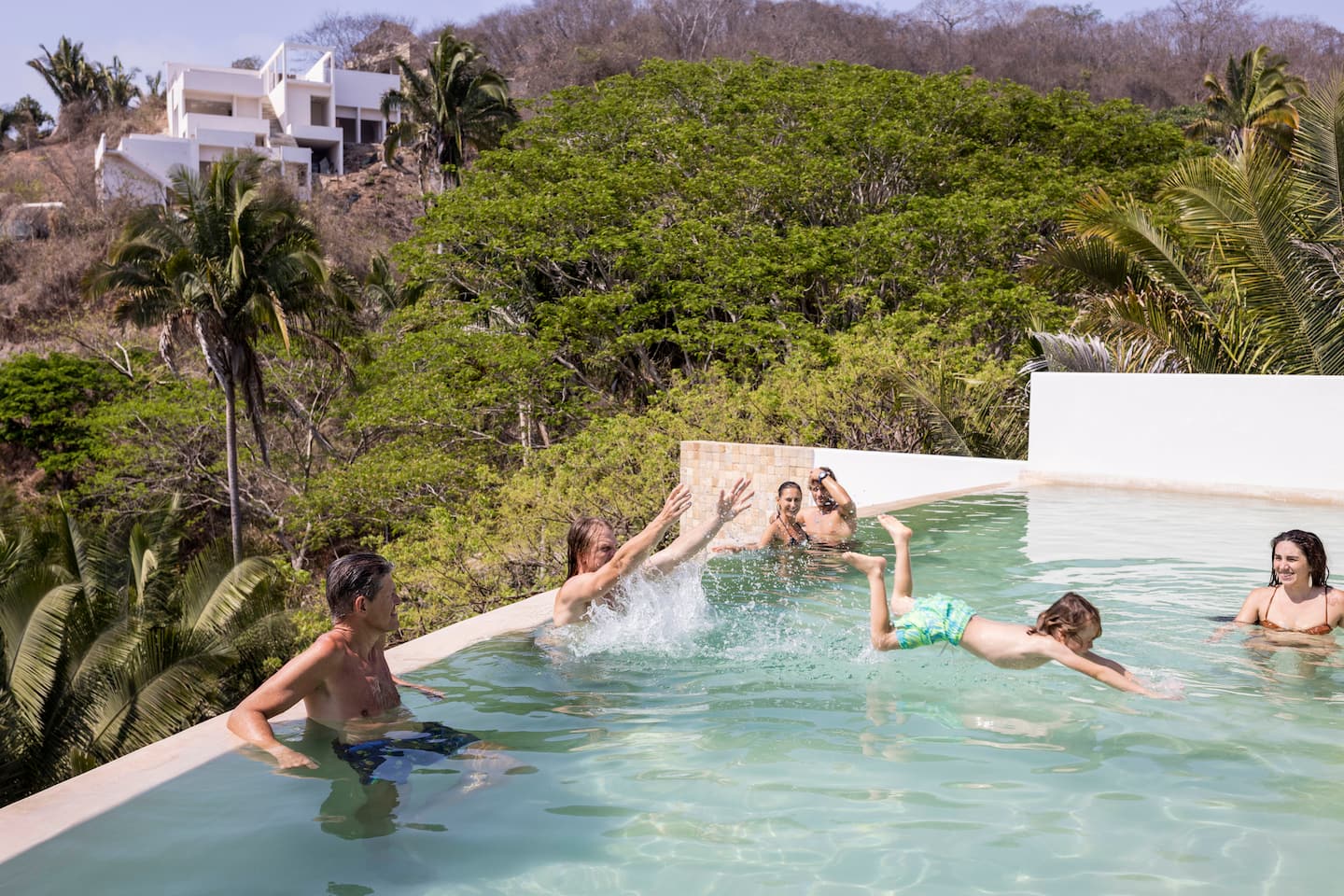 The pool gets used, not just photographed, jump in whenever you want.